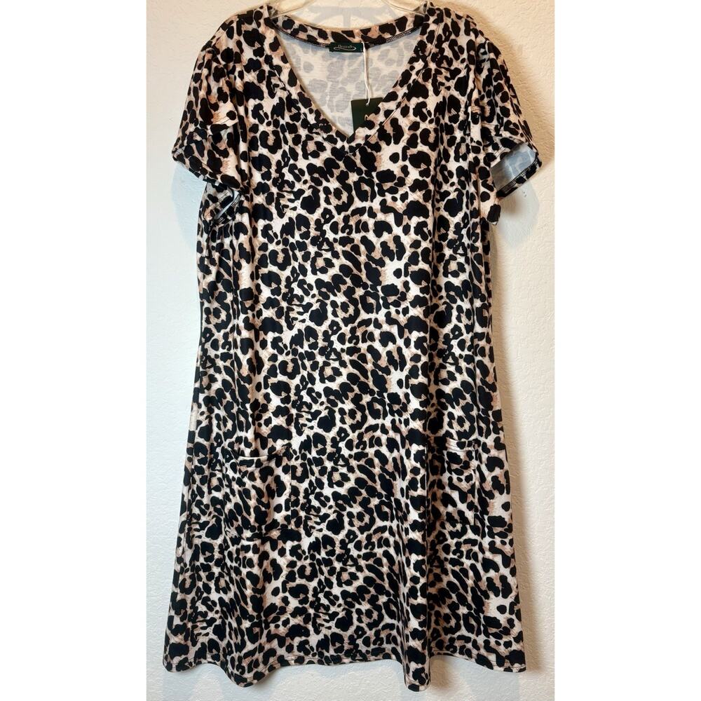 Leopard Print Knit Dress with Pockets Size Large NWT